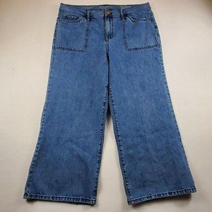 Sound Style Kathy Kick Flare Jeans Size 16 High Waist Cropped Wide Leg